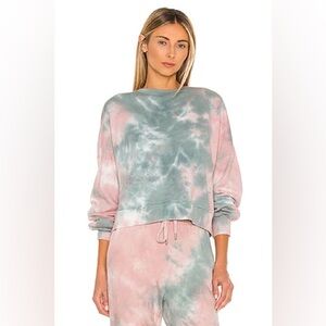 VINTAGE HAVANA | Velour Pastel Tie-Dye Pull Over Crew Neck Sweater